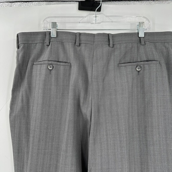 Perry Ellis Gray Striped Wool Blend Flat Front Suit Pants Men's Size 42/32 FLAW - Picture 9 of 16